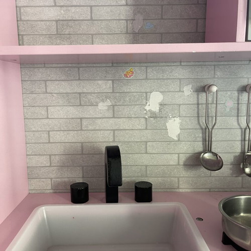 Costway wooden play kitchen used with 68 accessories