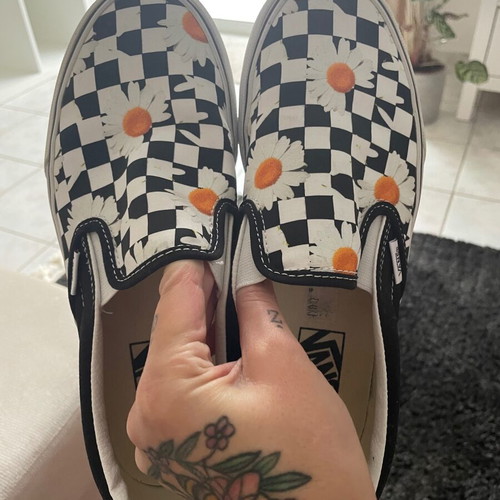 Vans athletic shoes checkerboard with flowers, like new, size 39