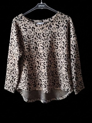 Πουλοβερ animal print σαν καινούργιο, μαύρο και μπεζ, one size