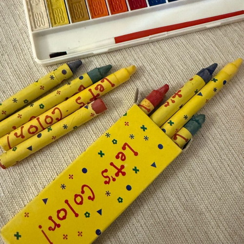 Watercolors and crayons slightly used