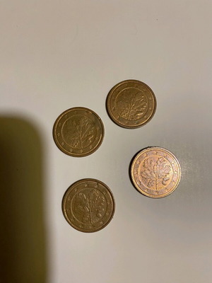 Rolf Lederbogen 2 euro cent coins used, collectible letters A,F,G,D