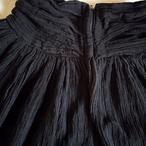 Black Mini Skirt A-line used, size XS, crinkle fabric