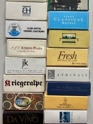 Vintage promotional matchboxes used, pack of 17
