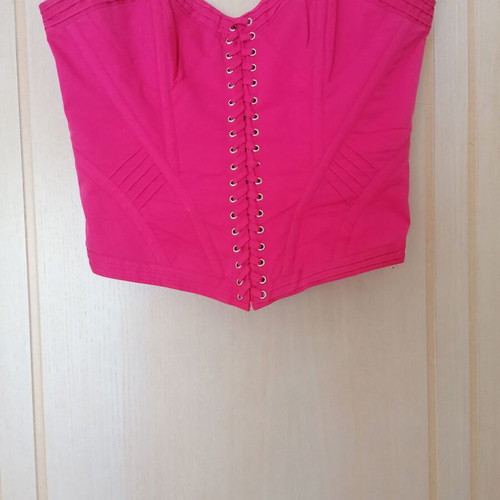 Karen Millen strapless bustier top new, fuchsia, size L