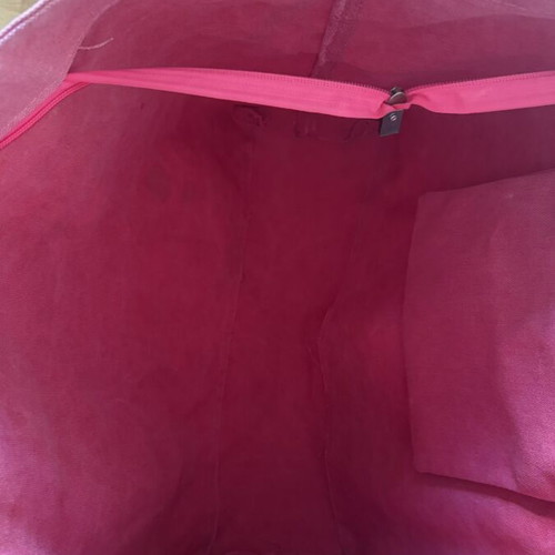 Tote bag like new, cotton canvas shoulder and hand bag, watermelon color