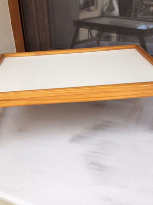 Wooden bed tray used with foldable legs