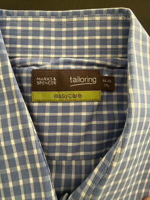 M&S men's shirt used, easy care, checked, blue, size XL