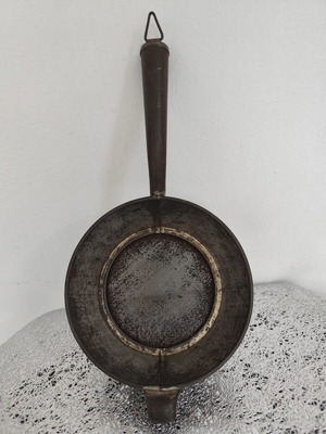 Tinned Tinplate Strainer used, vintage 1930s–1950s