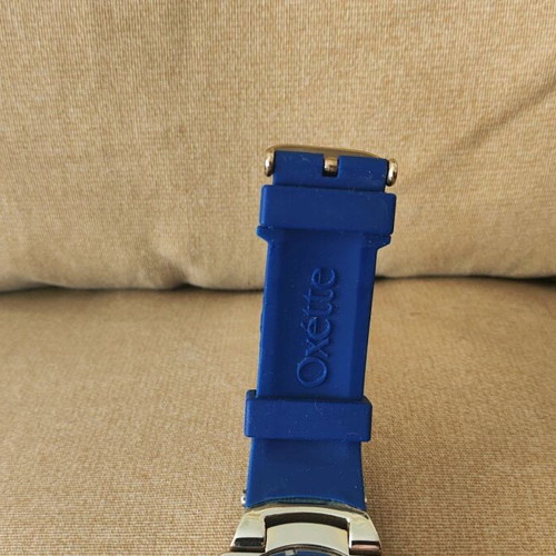 Oxette women's watch like new with blue rubber strap and crystals