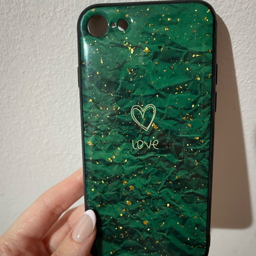 iPhone 8 case used with green design and gold details