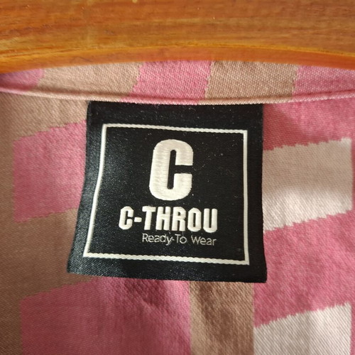C-Throu dress new, cotton, with fringes and unique sleeves, white and pink