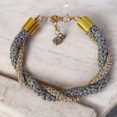 Handmade braided bracelet new, gold and silver