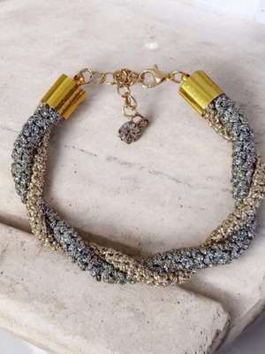 Handmade braided bracelet new, gold and silver