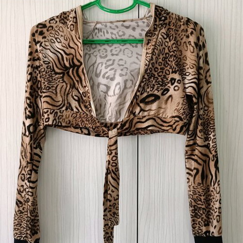 Leopard bolero used, thin, long-sleeve with hood, size S, M