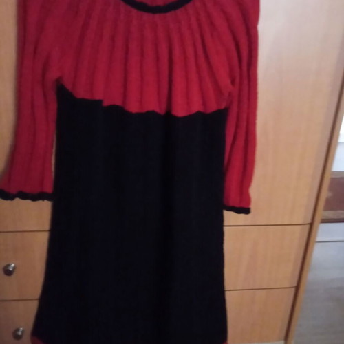 Handmade midi dress used, black and red