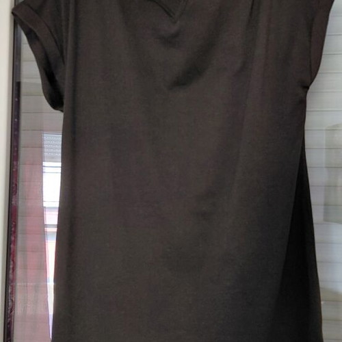Black cotton mini dress with short sleeves, size S