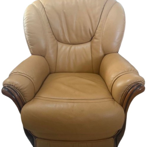 Nieri Italian Style Living Room Set with Genuine Leather and Solid Wood