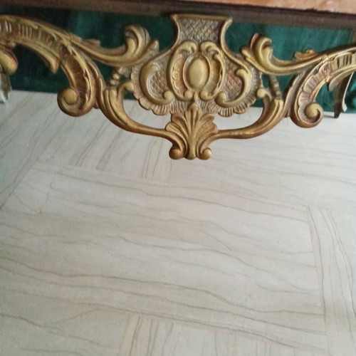 Bronze coffee table used with pink marble