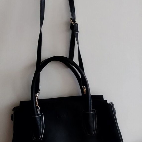 Onyx bag new black leather with short and long removable strap