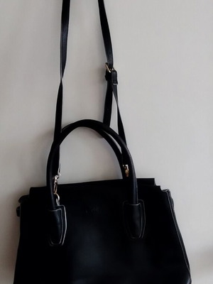 Τσάντα Onyx νέα μαύρη δερμάτινη με κοντό και μακρύ αποσπώμενο λουρί