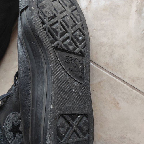 Converse All Star authentic black leather men's shoes used, size 42.5