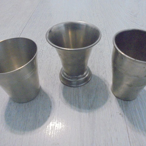 Svensk Tenn vintage pewter cups set of 3 used