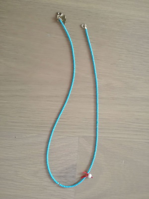 Necklace with turquoise stones, pearl and silver butterfly new