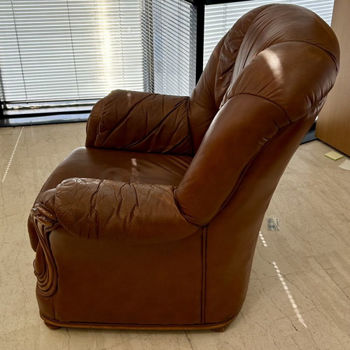 Armchair made of genuine leather used