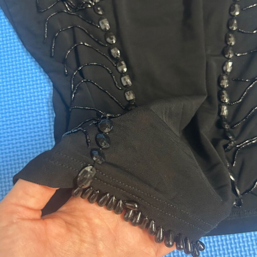 Y2K Vintage Black Mesh Beaded Corset-Like Women’s Top Size XS/S Like New