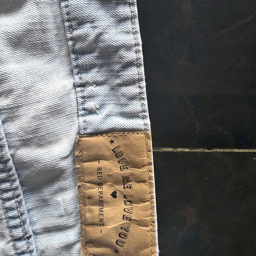Short denim shorts size L like new, white and blue