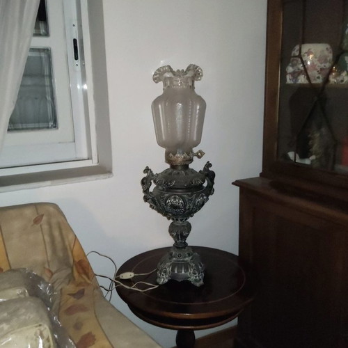 Antique table lamp used, very heavy