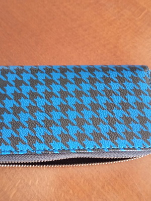 Wallet large with many compartments, new, black and blue