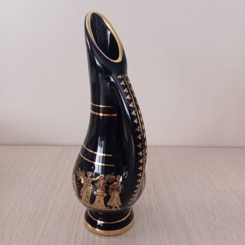 Vintage decorative vase with 24K gold ancient Greek motifs like new