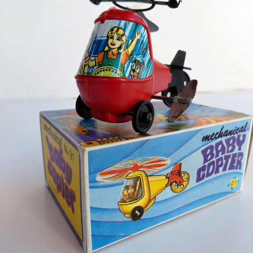Wind-up Helicopter Toy 1960s Priftis New