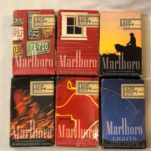 Collectible Marlboro empty cigarette packs used