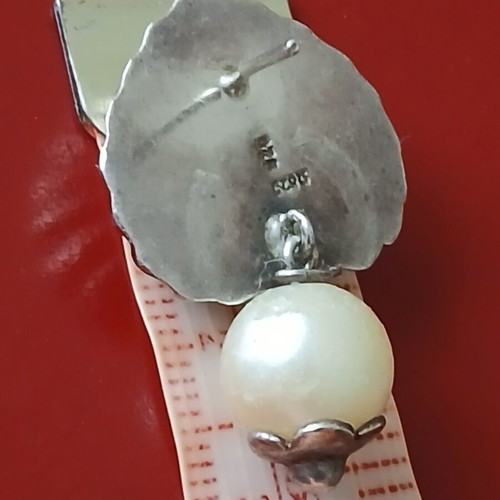 Vintage 925 silver earrings with faux pearls, 3 cm, like new