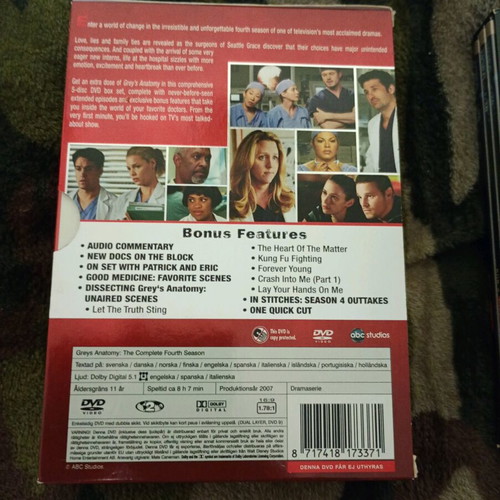 Grey's Anatomy Season 4 and North and South DVD like new with subtitles