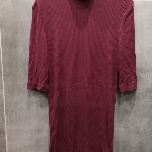 Eco Leather Leggings and Textured Knit Polo Set, New, Size S, Bordeaux