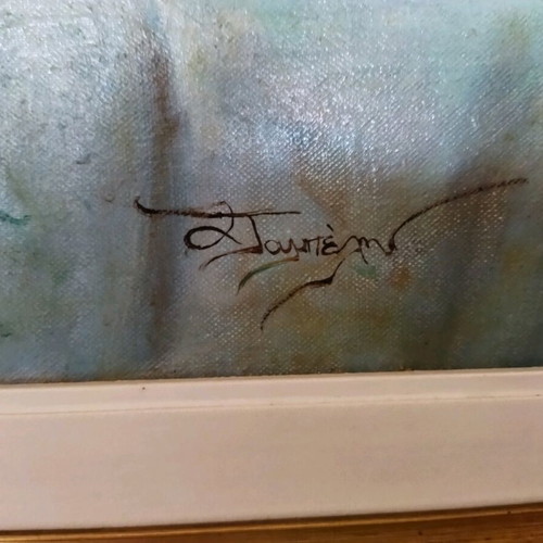 Oil painting on canvas "In the Arms of Morpheus" used, signed, 1989