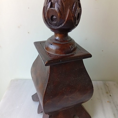Candlestick with wood carving 43 cm, used