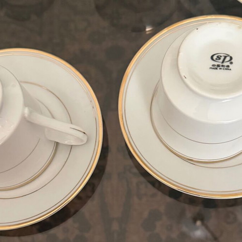 SP Dresden vintage German porcelain tea set used, 18 pieces