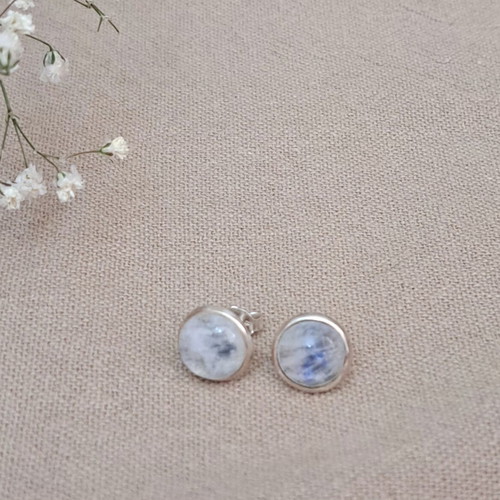 Silver earrings 925 with rainbow moonstone like new