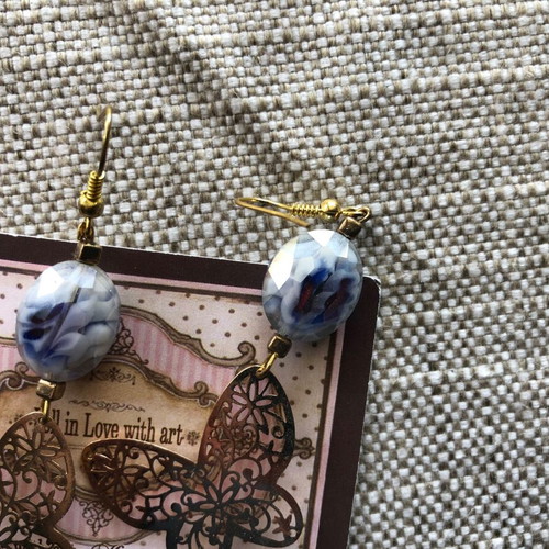 Long earrings new, blue, handmade