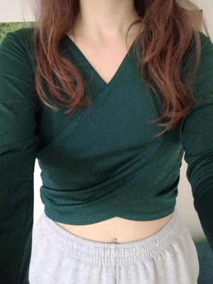 PCP petrol long-sleeve crop top like new, size M