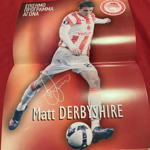 Olympiakos poster with printed autograph like new