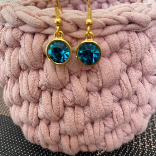 Fos earrings with small blue stone new