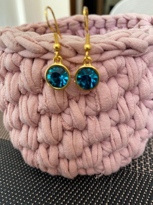 Fos earrings with small blue stone new