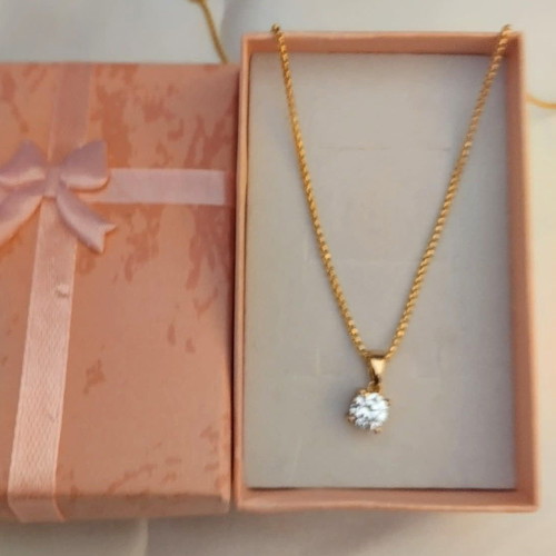 Minimal pendant with sparkling rhinestone and two gold chains, new