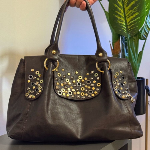 Italian designer brown leather shoulder bag like new