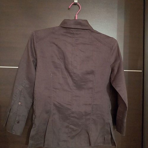 Women's shirt used, slim fit, brown, side zipper, size L